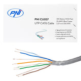 PNI Cable UTP CAT6 CU057 de cobre 0,57mm de 4 pares para internet y sistemas de vigilancia, rollo 305m