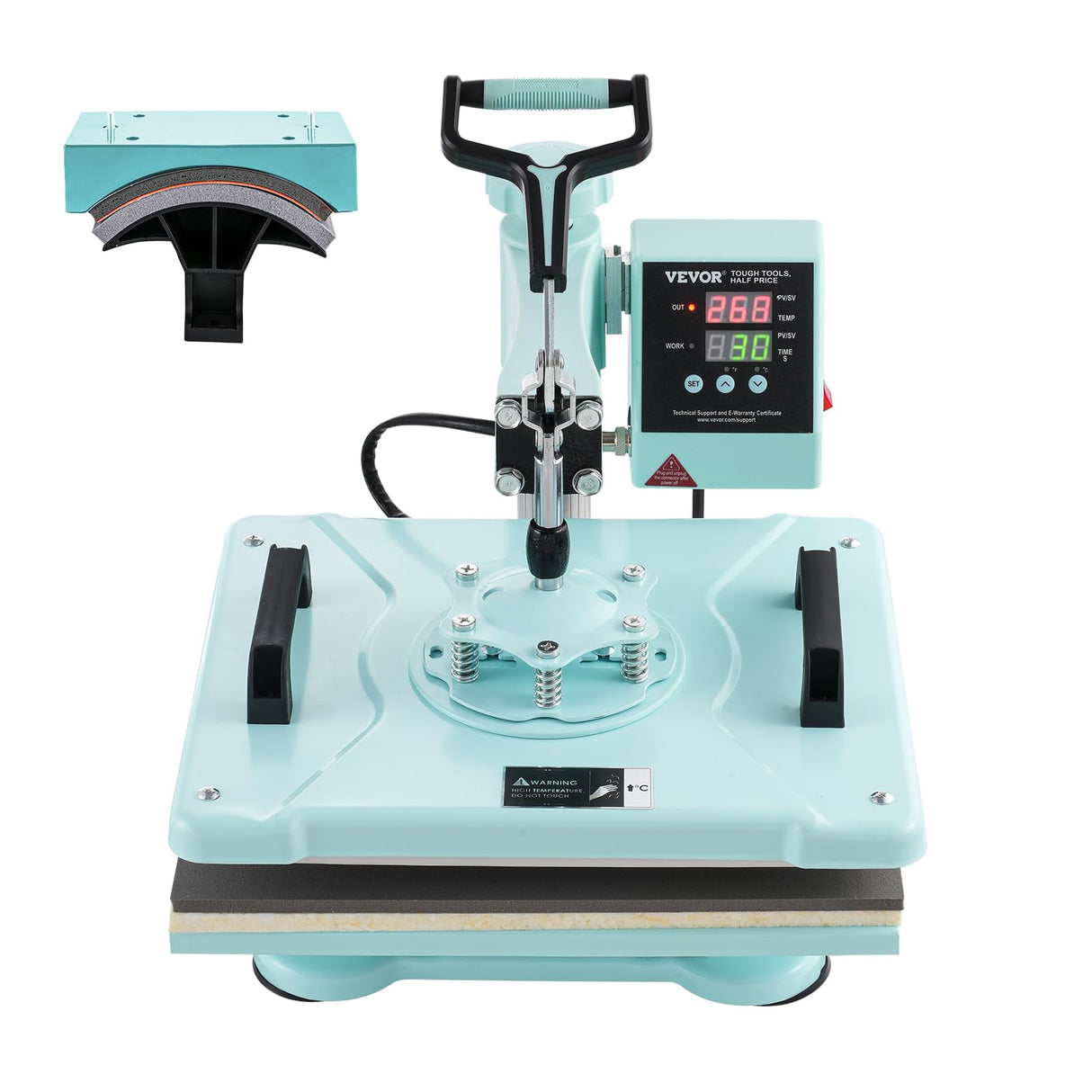 VEVOR 2 en 1 Máquina de Prensado por Calor con Prensa para gorras, 300 x 380 mm, Máquina de Prensa Térmico con Giro de 360° con Control Digital Preciso para Camiseta, Taza, Sombrero y Plato, Verde