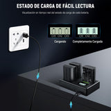 NEEWER Paquete de 3 2200mAh LP-E6P/LP-E6NH/LP-E6N Baterías Repuesto & Cargador Triple USB,Compatible con Canon EOS R5 Mark II EOS R5 EOS R6 EOS R7 EOS R 5D II III IV 6D 6D II 7D 7D II 60D 70D 80D 90D