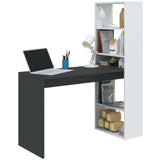Habitdesign, Escritorio con Estanteria Reversible, Blanco Artik y Gris Antracita, Modelo Duplo, Medidas: 120 cm (Ancho) x 53 cm (Fondo) x 144 cm (Alto)
