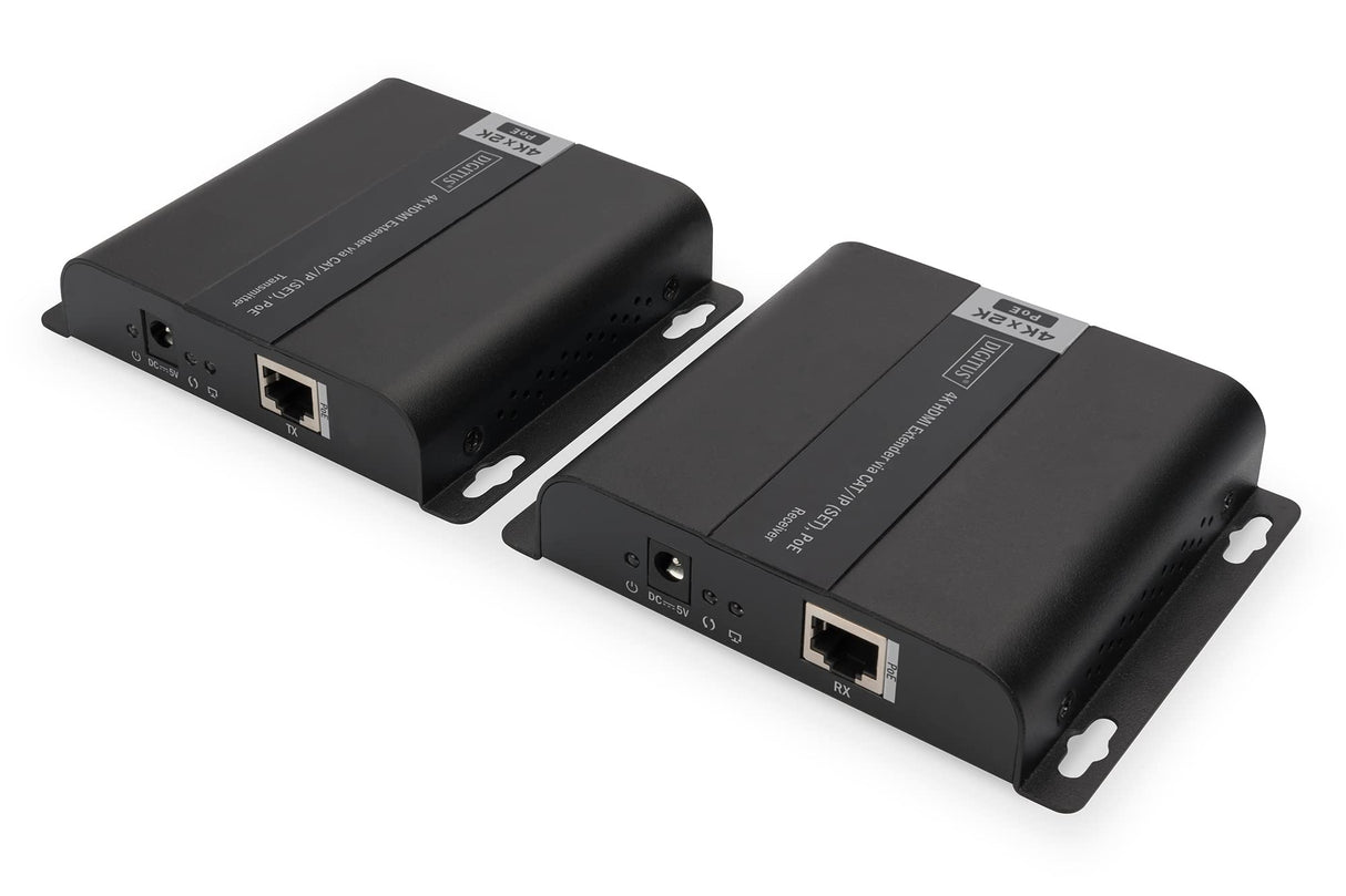 DIGITUS DS-55124 Extensor HDMI - Divisor HDMI - UHD 4K 30 Hz - 120 m a través de cable LAN - Ilimitado a través de Ethernet (IP-capaz) - Set: Transmisor y Receptor - Loop-Out, infrarrojos IR, PoE