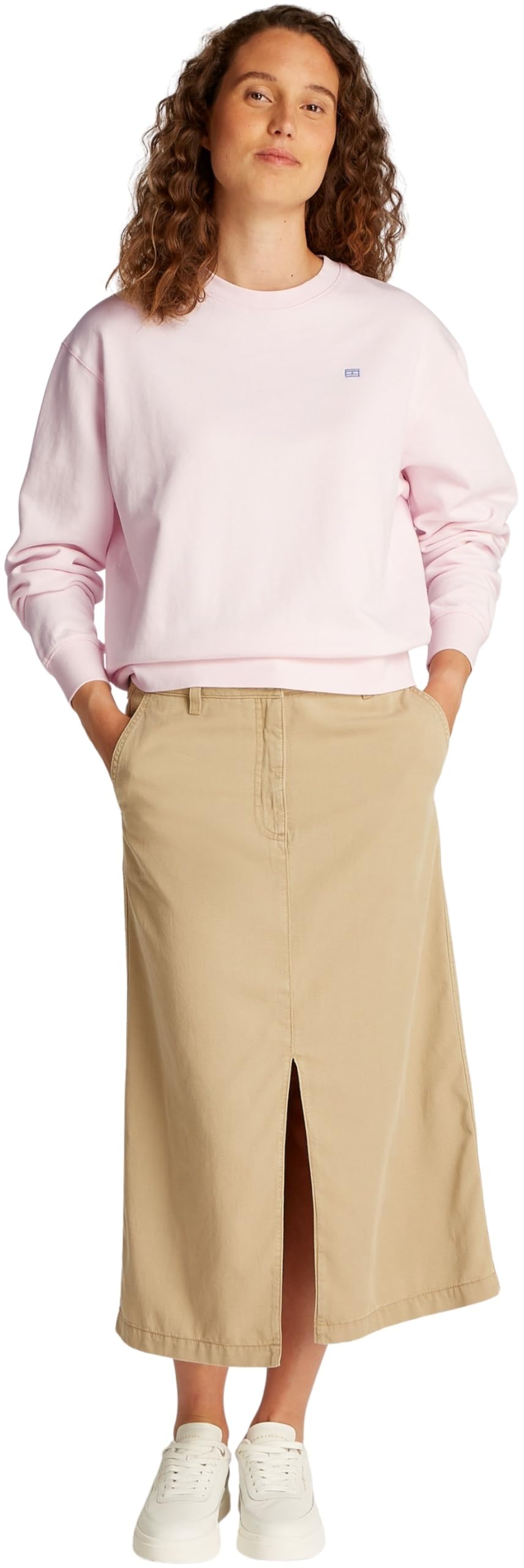 Tommy Hilfiger Sudadera Mujer Contrast Flag Regular Fit, Rosa (Light Pink), M