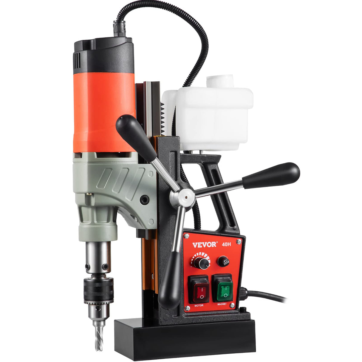 Vevor Taladro Magnético 1200W 1,57" Taladro de Base Magnética Núcleo Magnético Taladradora Magnético Profesional Taladro Magnético con Conexión al Cuello Fuerza Máxima Taladro Electromagnético