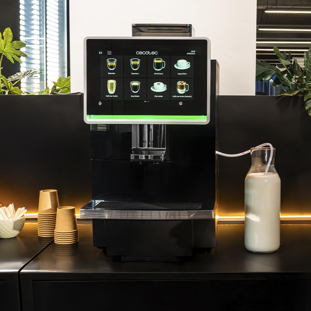 Cecotec Cafetera Superautomática Comercial Cremmaet Coffice. 2900W, Pantalla Táctil, Molido Uniforme, 1 Molinillo, 26 Bebidas, Depósito de Café en Grano 1Kg, Depósito de Agua de 2L