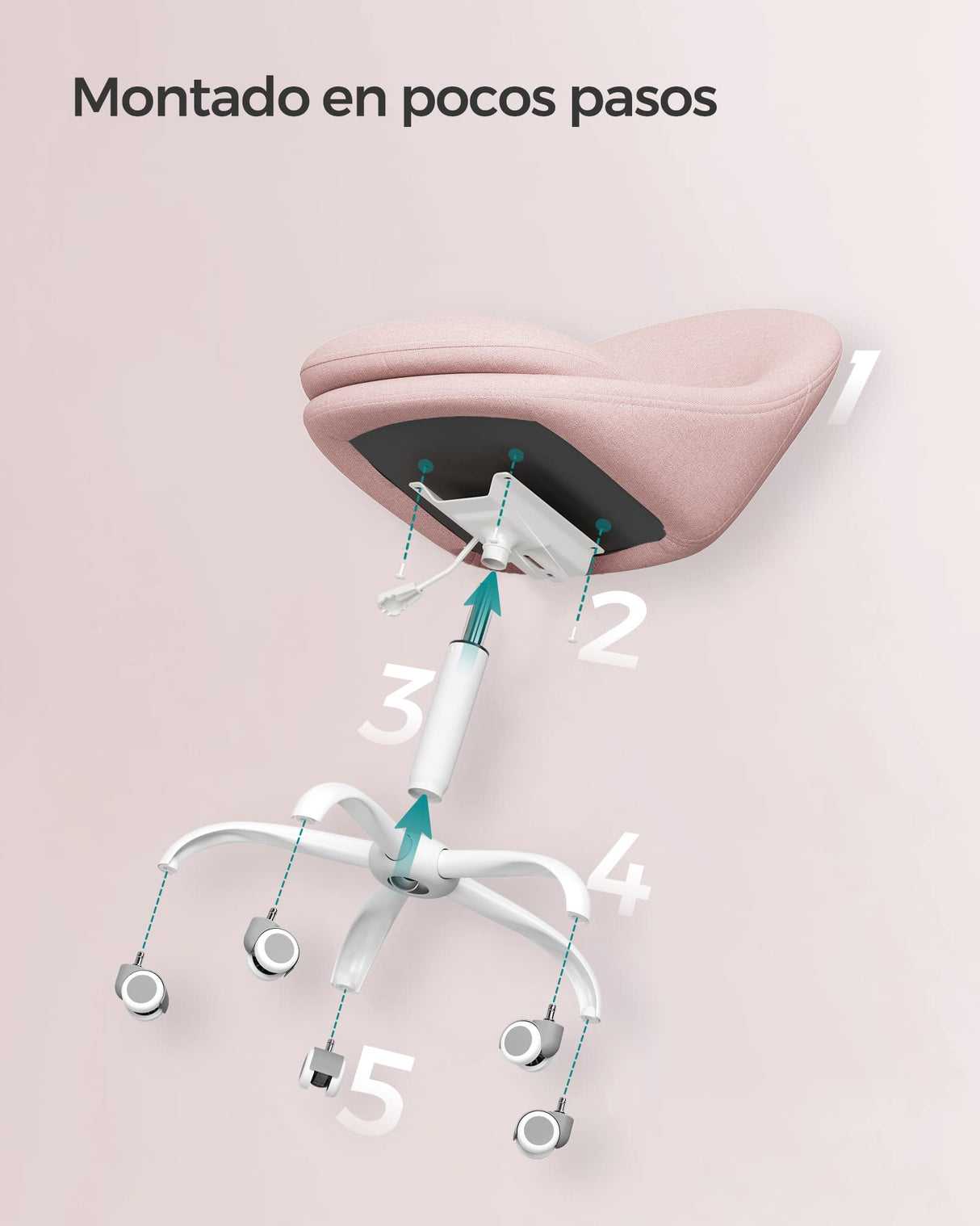 SONGMICS Silla de Oficina en Casa, Silla Giratoria de Algodón y Lino, Silla de Escritorio, Acolchada con Espuma, Altura Ajustable, para Estudio, Dormitorio, Rosa Jalea OBG020P01