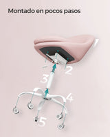 SONGMICS Silla de Oficina en Casa, Silla Giratoria de Algodón y Lino, Silla de Escritorio, Acolchada con Espuma, Altura Ajustable, para Estudio, Dormitorio, Rosa Jalea OBG020P01
