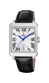 Festina Reloj Hombre F20681/1 On The Square Caja de Acero Inoxidable 316l Plateado Correa de Cuero Negro