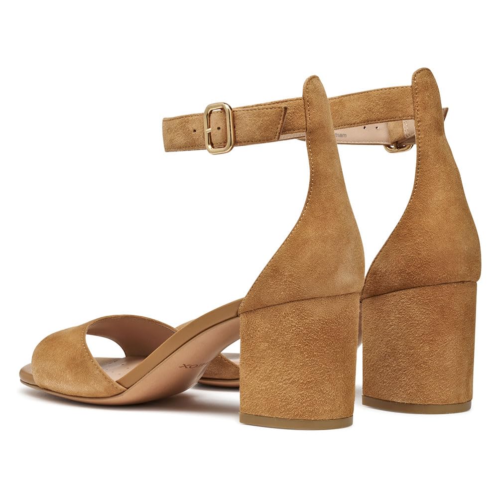 Geox D VIRNILISA 65 S A, Sandalia Tacón Mujer, Cognac, 41 EU