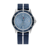 Tommy Hilfiger Reloj Analógico de Cuarzo para Mujer con Correa de Tejido de Plástico del Océano Azul Marina - 1782511