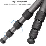 Leofoto - Monopod de Carbono - Extremadamente Fuerte - Capacidad de Transporte: 18 kg - Altura Máx. 165 cm (sin Cabeza de Bola) - Ligero - MP-284C