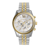 Michael Kors - Cronógrafo Lexington con Correa de Acero Inoxidable Plateado y Dorado para Hombre MK8344