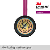 3M Littmann Fonendoscopio para monitorización Classic III, acabado en arcoíris, tubo color frambuesa, 68,5 cm, 5806
