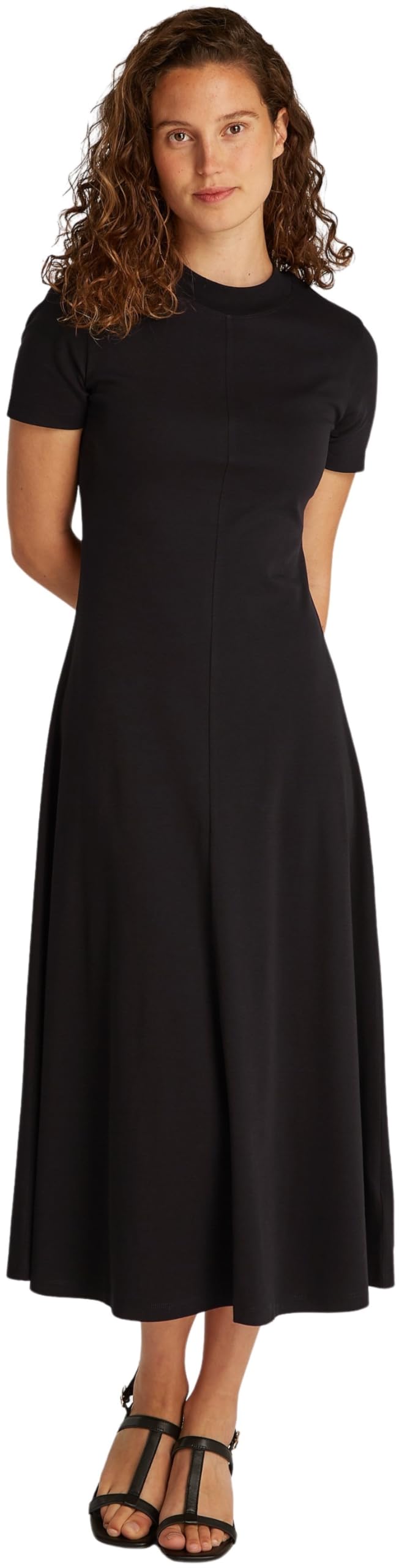 Tommy Hilfiger Vestido Mujer Modern Midi Dress Fit & Flare, Negro (Black), L