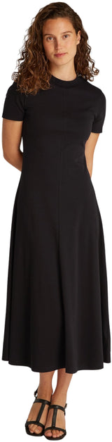 Tommy Hilfiger Vestido Mujer Modern Midi Dress Fit & Flare, Negro (Black), L