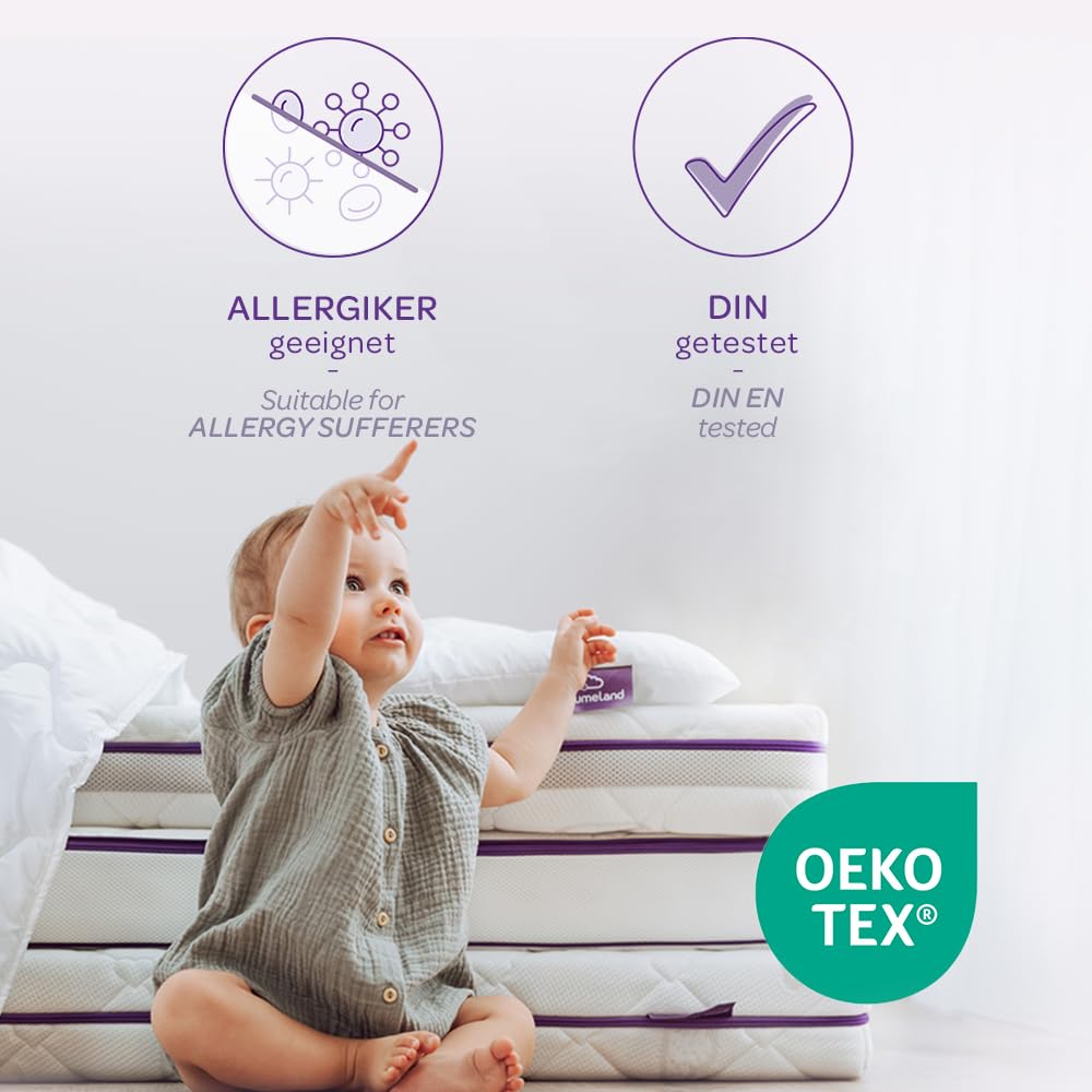 TRÄUMELAND - Colchón de Cuna Air de 50 x 100 x 7 cm, Rectangular, Transpirable, Certificado Öko-Tex 100, hipoalergénico y Apto para alérgicos, Fabricado en Austria