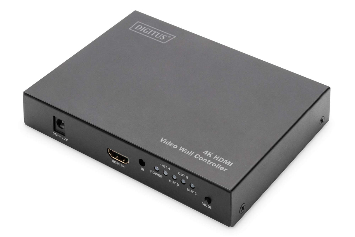 DIGITUS DS-43309 Procesador para Pared de vídeo 2x2 & Divisor HDMI - UHD 4K/60 Hz HDTV: 3840 x 2160p - Salida: 4X Full HD 60 Hz 1920 x 1080p - Display-Modi: 2x2, 1x2, 2x1, 1x3, 3x1, 1x4, 4x1