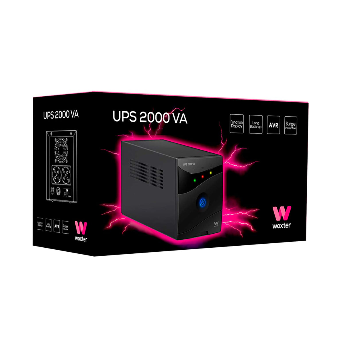 Woxter UPS 2000 VA - Sistema de alimentación ininterrumpida (SAI)(2000VA/1200 Watts, Autonomía Aprox 20-30 Minutos), Color Negro