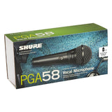 Shure PGA58 Micrófono dinámico: micrófono portátil para voces con patrón de recolección de cardioides, interruptor discreto de encendido/apagado (PGA58-XLR-E)