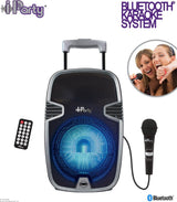 LEXIBOOK, iParty, Altavoz Karaoke Bluetooth, con Efectos de luz y micrófono incluidos, batería Recargable, Negro/Plateado, K8250