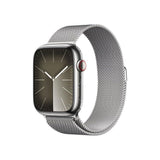Apple Watch Series 9 GPS + Cellular - 45mm - Boîtier Acier Argent - Bracelet Silver Milanese Loop