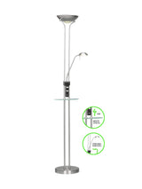 wonderlamp Lámpara de pie LED Olimpia (18W+5W). Brazo flexible para lectura. Luz regulable - repisa de cristal y cargador USB, W-A000136