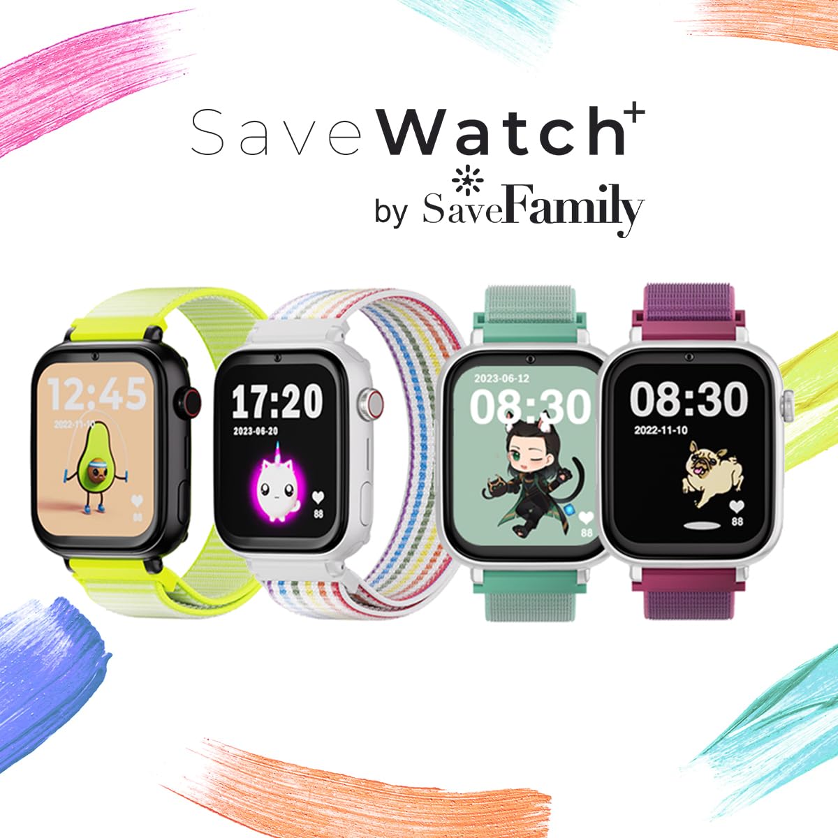 SaveFamily SaveWatch Plus 4G. Reloj Inteligente niño. Llamada, Vídeo, Face ID, Correas Personalizables, UltraSlim, Fondos de Pantalla, Música, Bluetooth, App Store. SIM incluida