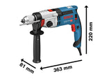 Bosch Professional GSB 24-2 - Taladro percutor (1100 W, 2 velocidades, 3000 rpm, Ø max perforación hormigón 22 mm, en maletín)