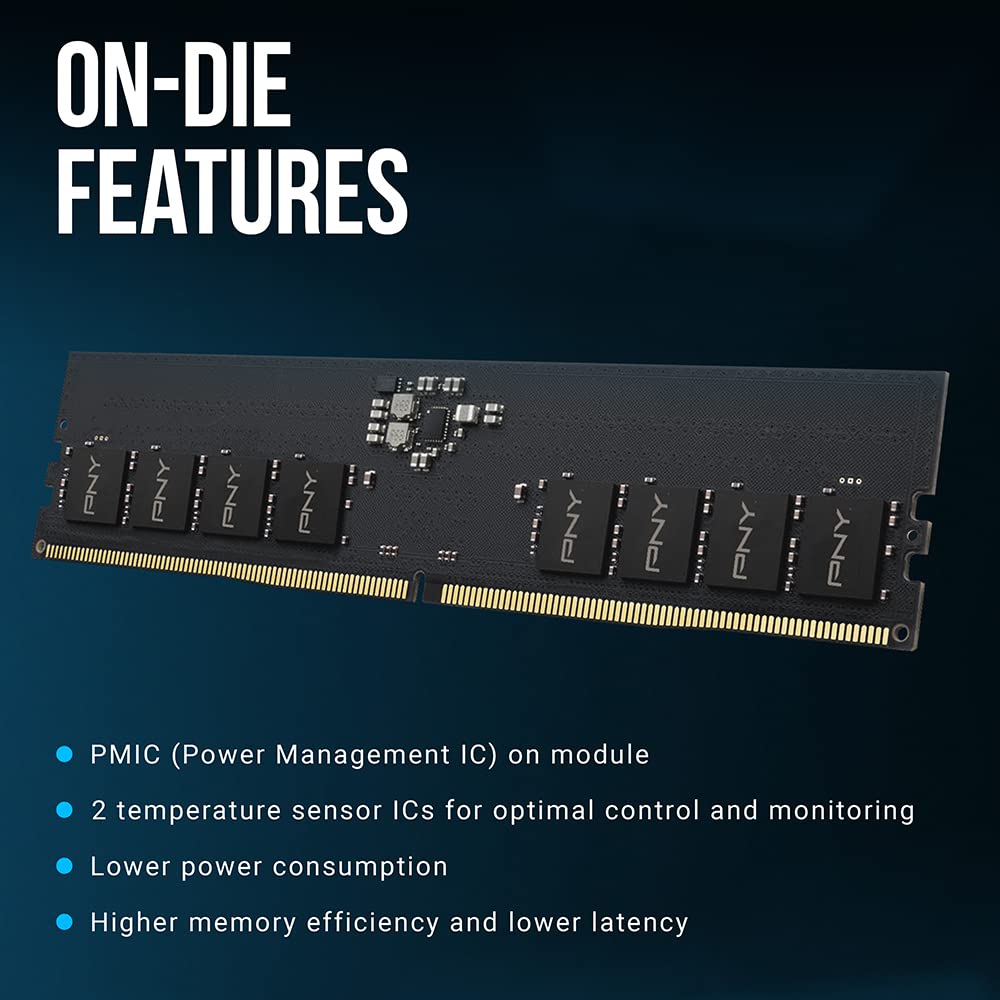 PNY Performance DDR5 16GB 4800 MHz DIMM MODULO DE Memoria RAM para Ordenador DE Mesa CL40 1.1V