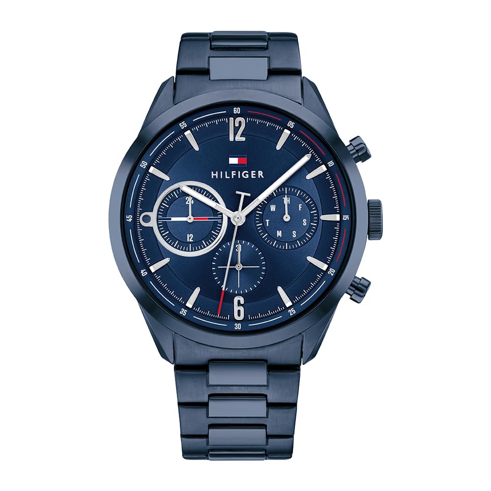 Tommy Hilfiger Reloj Analógico de Cuarzo Multifunción para Hombre con Correa de Acero Inoxidable Azul - 1791945