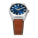 Fossil Reloj Everett para Hombre, Movimiento de Cuarzo con Fecha a Tres Agujas y Correa de Piel o Acero, Marrón y Azul