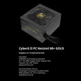 CYBERG II 850 W | Fuente de alimentación ATX 3.1 no Modular | PCIe 5.1 | 80 Plus Gold | Ventilador SB silencioso de 120 mm | Condensadores jap 105 °C | ERV850G-AHG-NAC