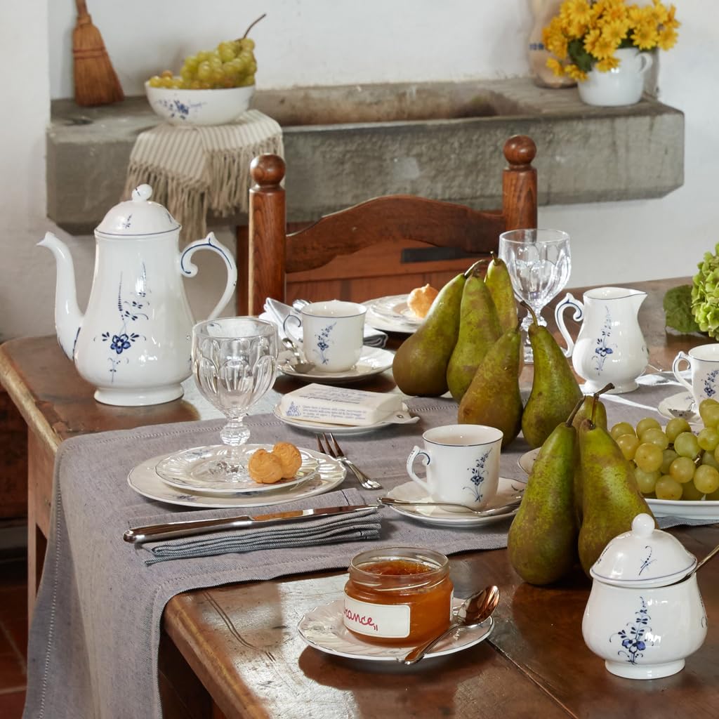 Villeroy & Boch Vieux Luxembourg Cafetera, 1300 ml, Porcelana Premium, Blanco/Azul