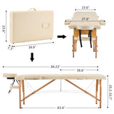 YOUNIKE Camilla de Masaje Plegable Portátil Profesionales Estetica 2 Zonas Fisioterapia Camilla Tatuaje Massage Table Camilla para Pestañas Ajustable Altura y Reposabrazos Extraíbles Beige