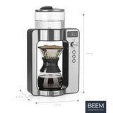 Beem Basic Selection Pour Over - Cafetera goteo con báscula de cristal, de acero inoxidable, jarra de café de 0,75 L, con principio de preparación directa, con cabezal giratorio