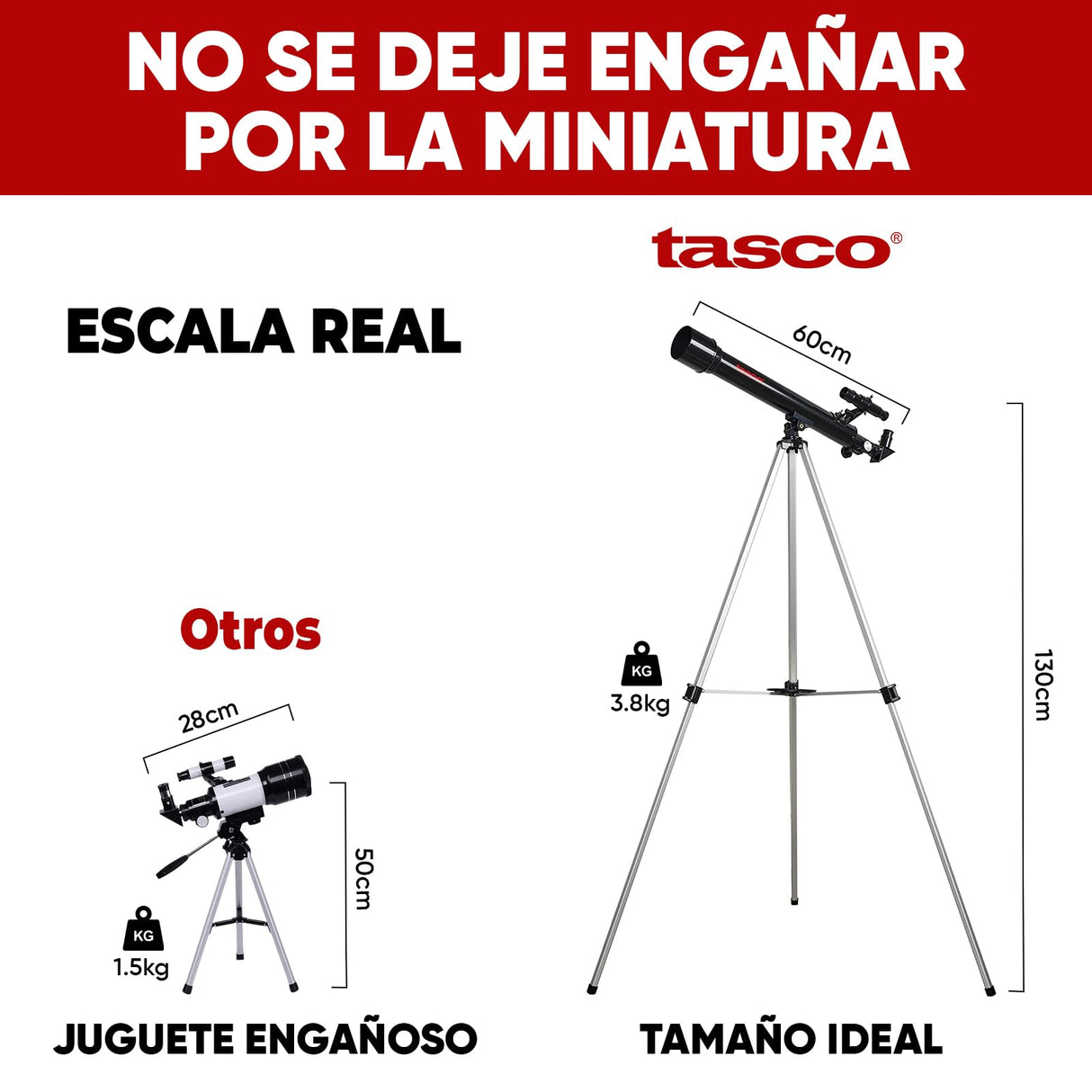 Tasco - Telescopio 600x50 Space Station Negro/Rojo - Telescopio astronómico para adultos y principiantes - T60050W