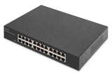 DIGITUS DN-80113-2 – Conmutador de Red Gigabit de 24 Puertos – no gestionado – sin Ventilador – Modo VLAN – Interruptor Dip – 10/100/1000 Mbit/s – Incl. Soportes de Montaje de 19" – Negro