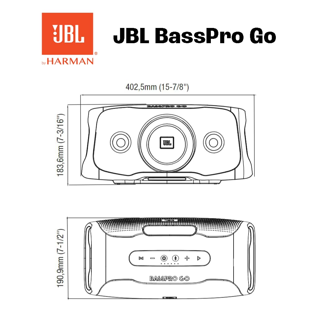 JBL BASSPRO Go Plus con Cargador de casa - 2 en 1: Subwoofer Coche Activo y Altavoz Bluetooth Potente de 200 Vatios en Uno - utilizable en el Coche, al Aire Libre y en Casa