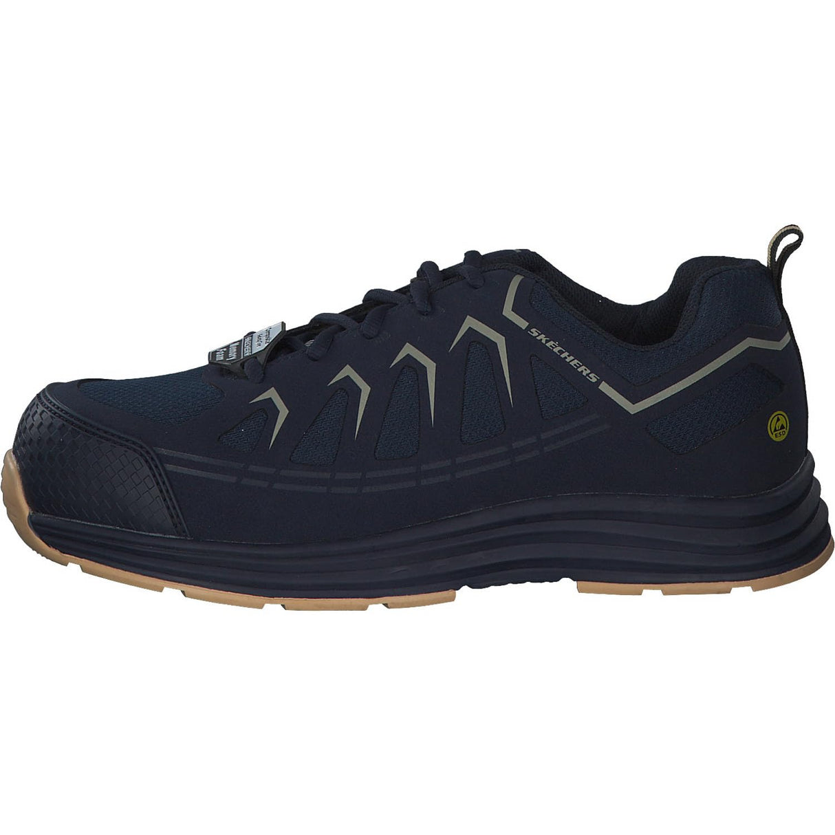 Skechers Malad II, Zapatos de construcción Hombre, Navy/Tan Textile/Synthetic, 41 EU