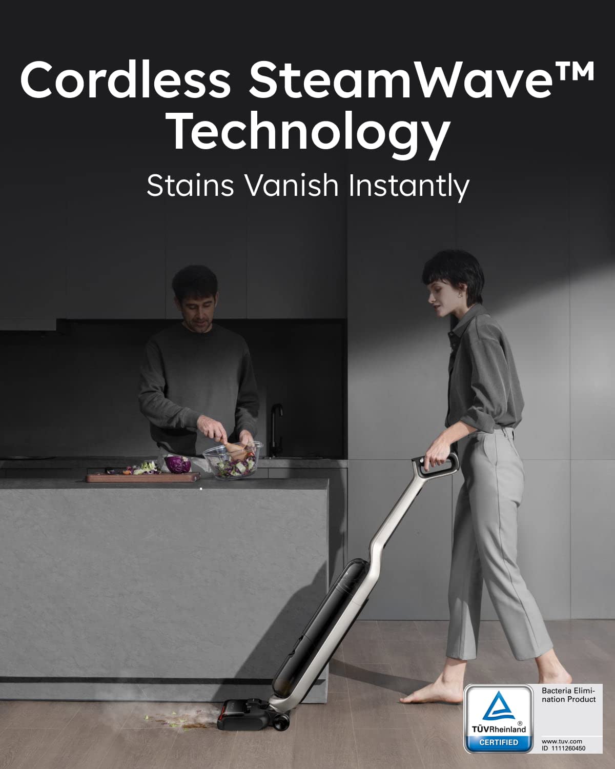 eufy MACH,MACH V1 Ultra,aspirador escoba sin cables con mopa a vapor,SteamWave™ sin cables,Always-Clean Mop™,Triple de autolimpieza, Eco-Clean Ozone, mezcla con válvula Tesla