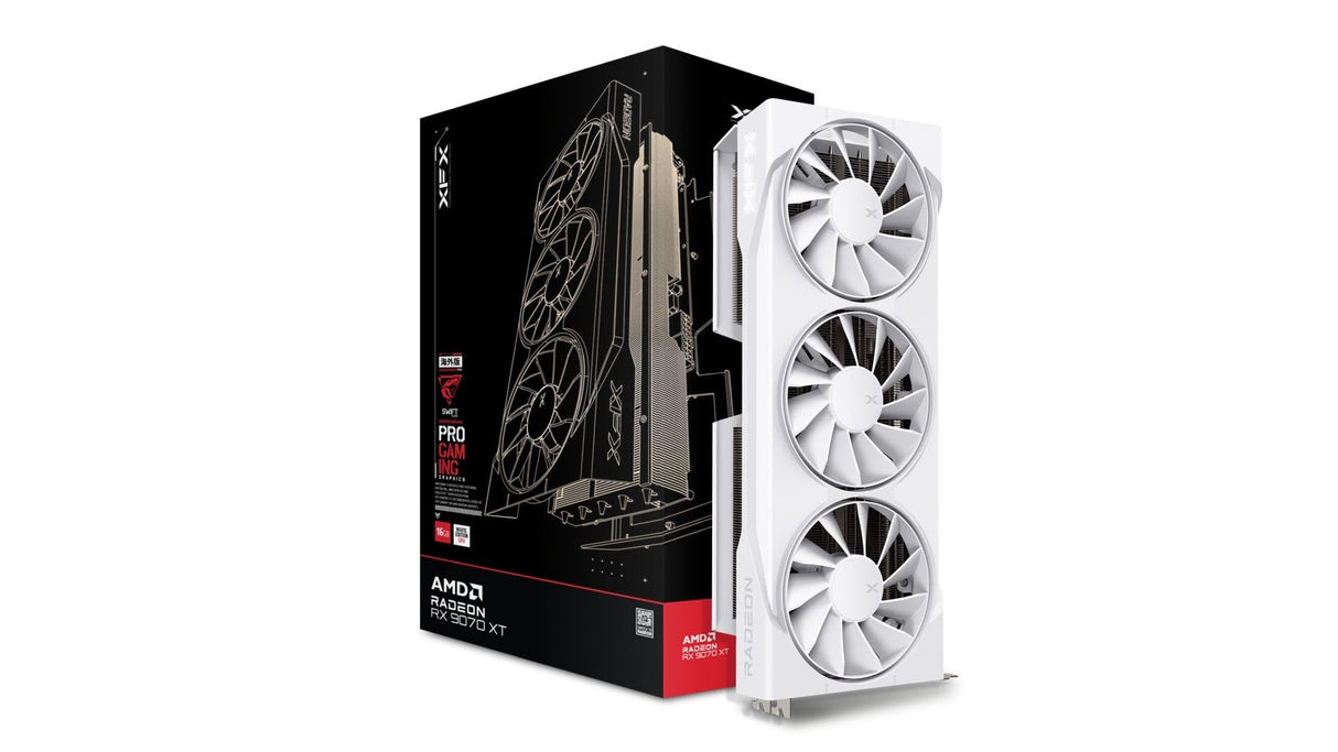 XFX Swift AMD Radeon RX 9070XT White Triple Fan Gaming Edition with 16GB GDDR6