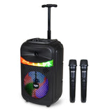 Bontempi | Altavoz Acústico Trolley Inalámbrico con 2 Micrófonos Inalámbricos, Luces RGB, Mando a Distancia, Pantalla, Función TWS, 39.5x22.5x19 cm