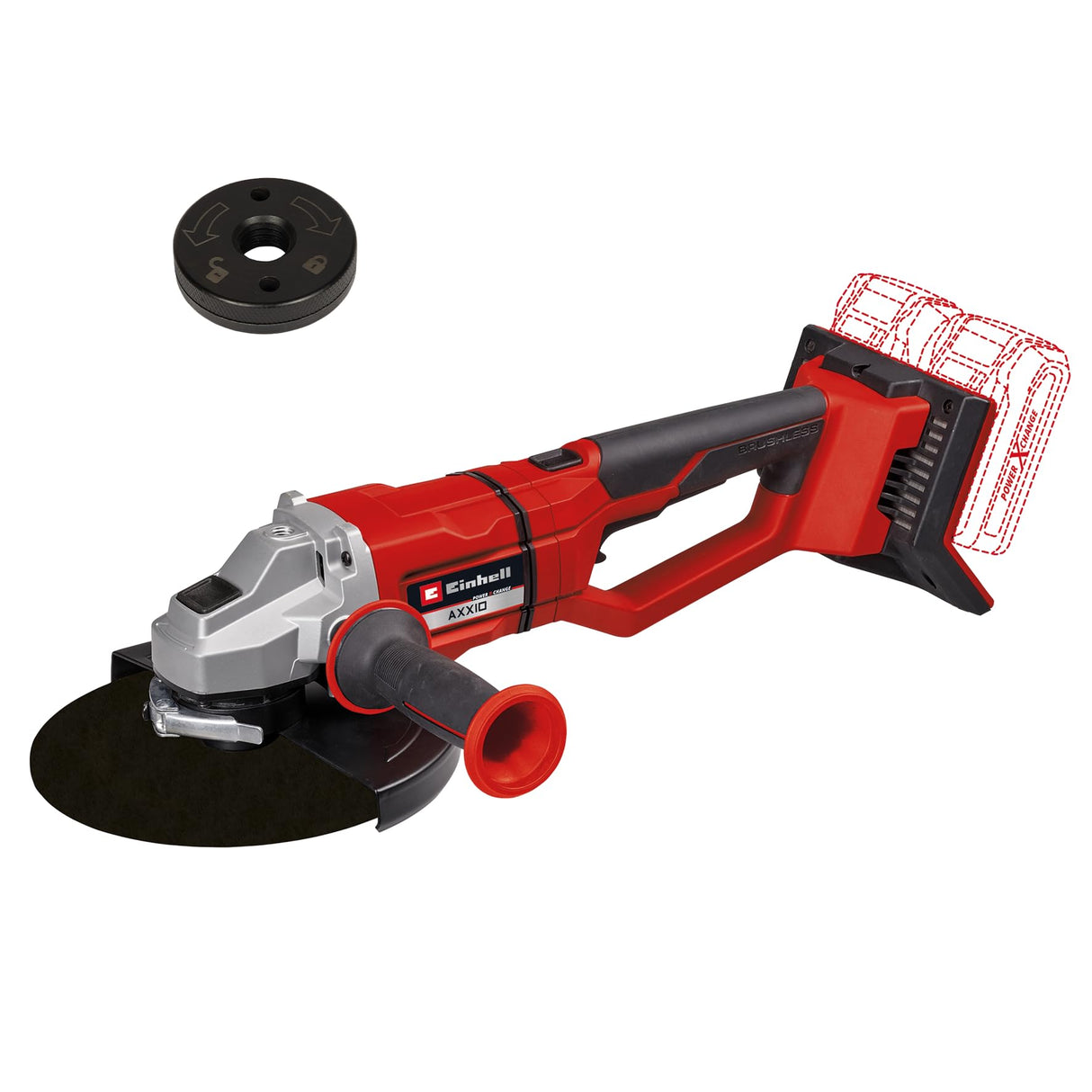 Einhell Amoladora angular con batería AXXIO 36/230 Q Power X-Change (36 V, máx. profundidad de corte 70 mm, 6600 rpm, motor sin escobillas, envío sin batería, cargador sin disco de corte)