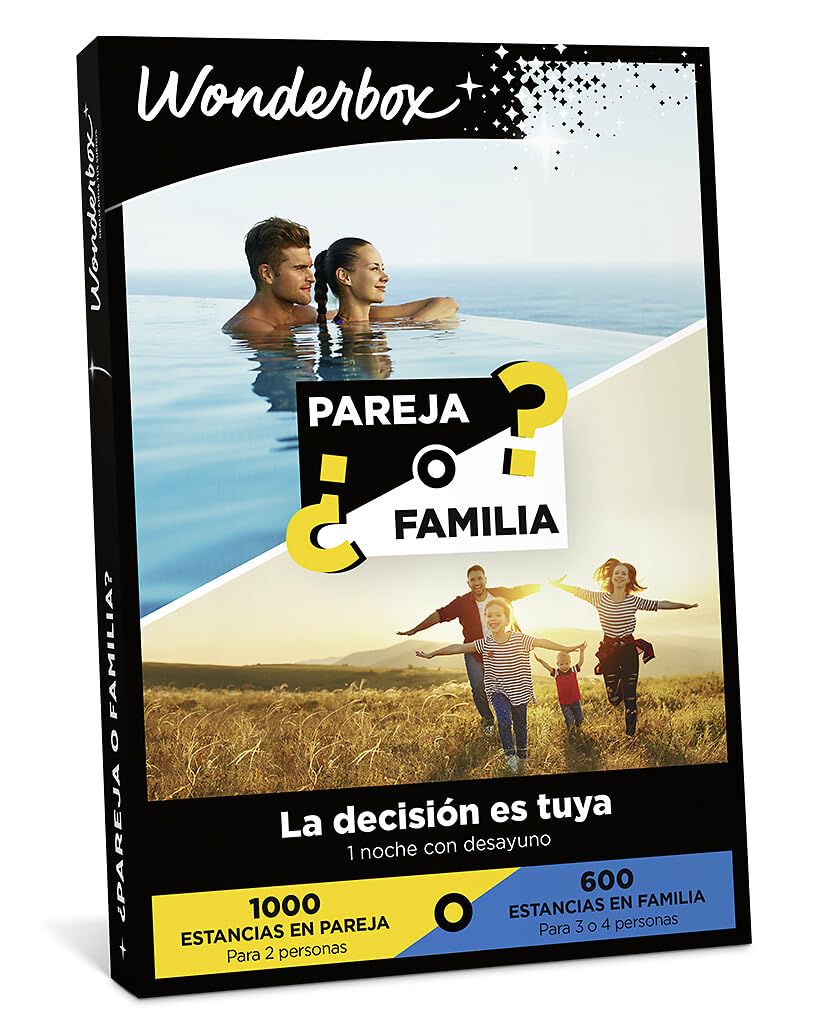 WONDERBOX - Caja Regalo - Pareja o Familia - 1 Noche con Desayuno en Pareja o 1 Noche con Desayuno en Familia - 1000 estancias en Pareja o 600 estancias en Familia - Ideas Regalo