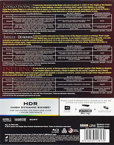 Pack Dan Brown: Ángeles Y Demonios + El Código Da Vinci + Inferno (4K Ultra-HD + BD) [Blu-ray]