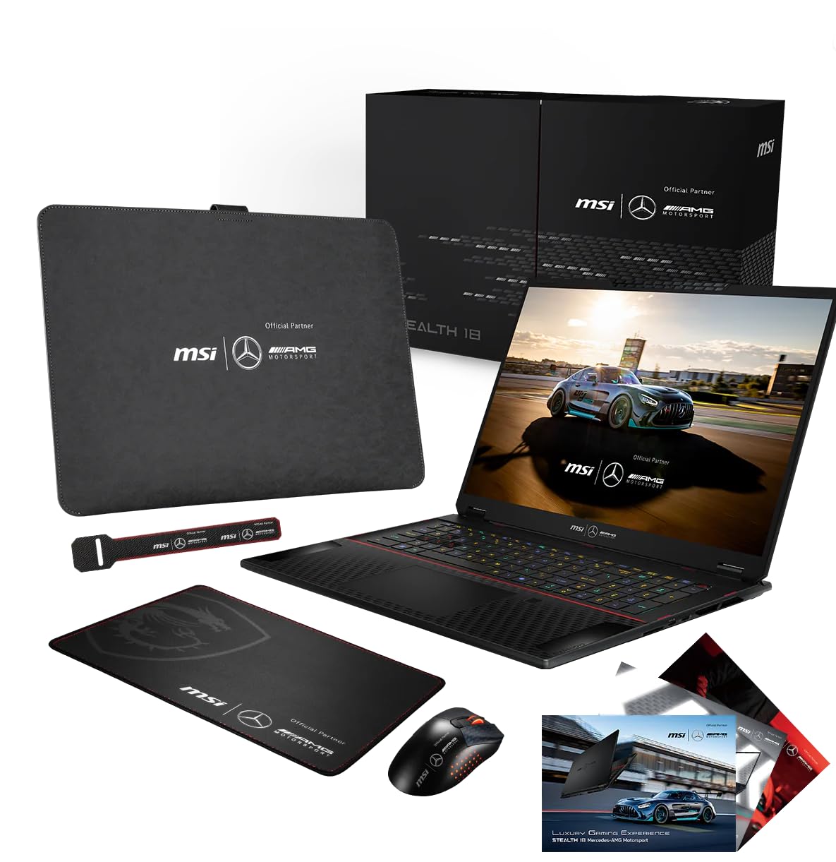 MSI Stealth 18 MercedesAMG A1VHG-068FR: Core Ultra 9 185H - 32GB DDR5 - SSD 2TB - Nvidia RTX4080 12GB - 18 UHD 4K Miniled 120Hz - Windows 11 Familia - Pack de Accesorios AMG Incluido