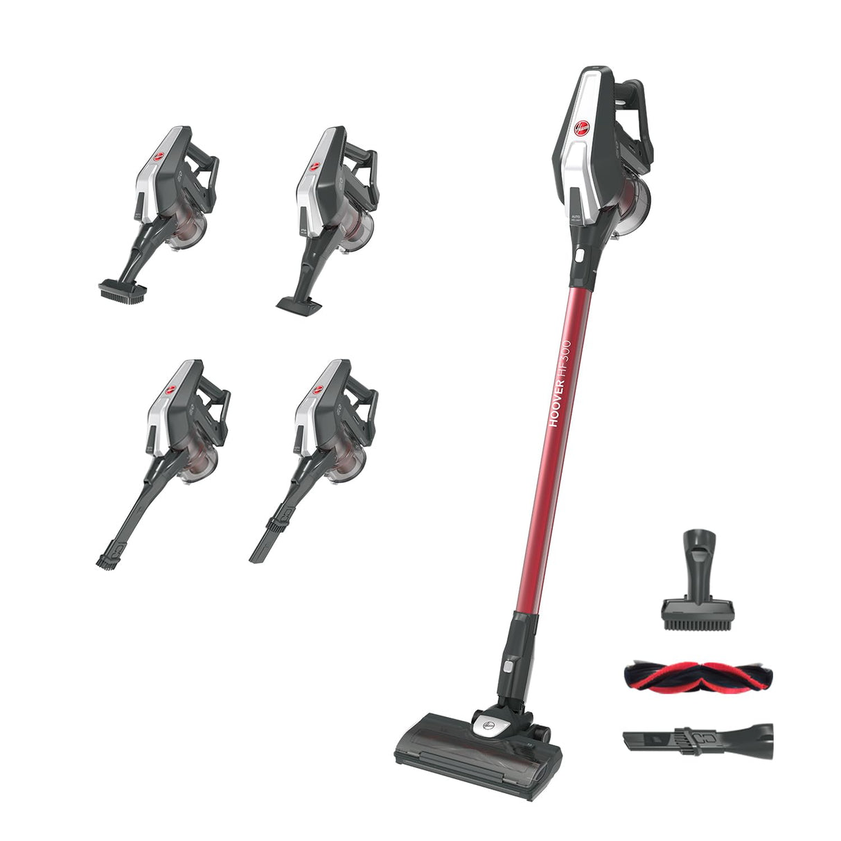 Hoover HF300 Home, HF322TH Aspiradora sin Cable, sin Bolsa, 3 en 1, Escoba, de Mano y Vertical, Rodillo 2 en 1 Suelos y Alfombras, Autonomía 40 min, Color Azul