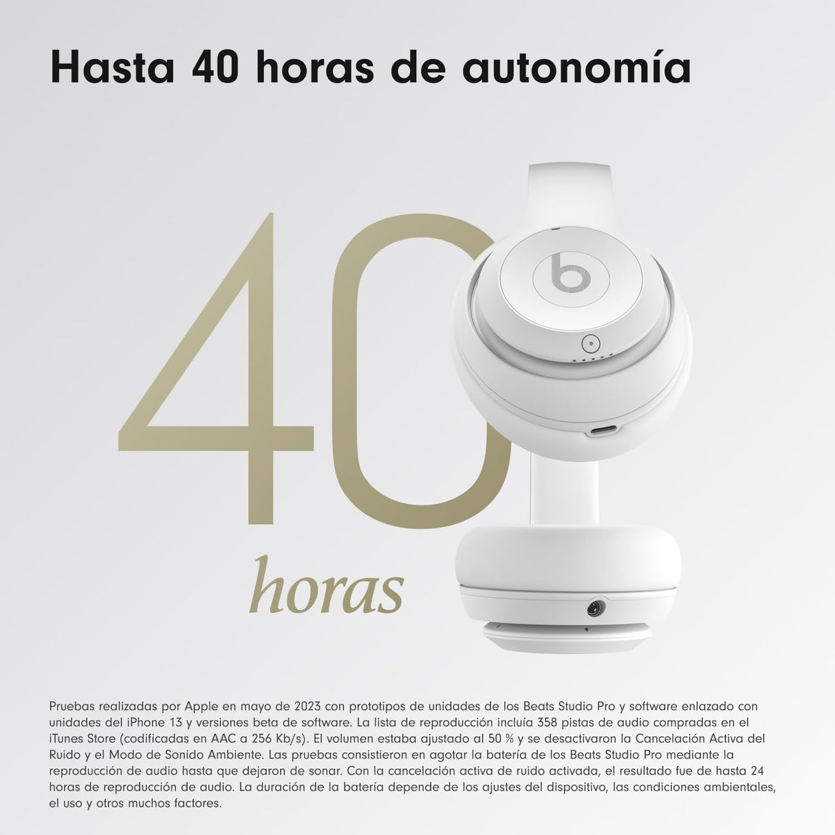 Beats Studio Pro - Auriculares inalámbricos Bluetooth con cancelación de Ruido - Audio Espacial Personalizado, compatibilidad con Apple y Android - Blanco Mate
