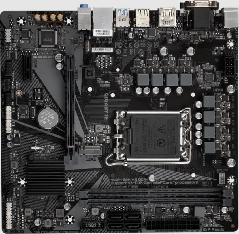 GIGABYTE H610M S2H V2 DDR4 Placa Base - Compatible con procesadores Intel Core 14th CPUs, 6+1+1 Hybrid Phases Digital VRM, up to 3200MHz DDR4 (OC), 1xPCIe 3.0 M.2, GbE LAN, USB 3.2 Gen 1