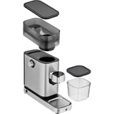 WMF Lumero - Molinillo de café espresso eléctrico, 150 W, botones táctiles LED, 40 grados de molienda, contenedor de harina de café, acero inoxidable Cromargan mate