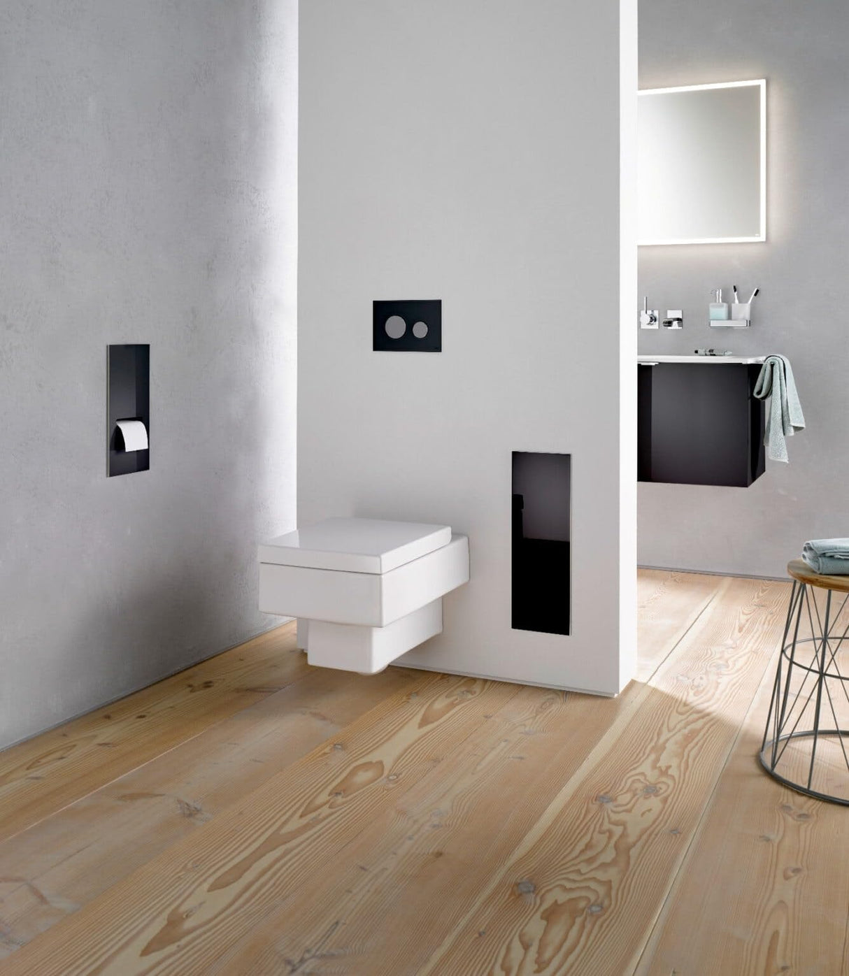 Emco asis-Euro 2.0 rasante Soporte para Papel higiénico, Frontal optiwhite, instalación Armario, sin Marco Puerta bisagra Izquierda – 972427422